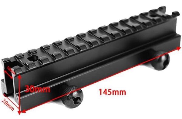20mmレイル用14スロットレール ハイマウントベース 東京マルイタイプ サバゲー ブラック HB0089