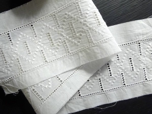 フランス レース 刺繍 トリム 綿レース クロッシェ ニードル タティング リバー 装身具 アンティーク