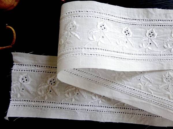 フランス 花レース 刺繍 トリム 綿レース クロッシェ ニードル バテン タティング リバー スカラップ 装身具 アンティーク