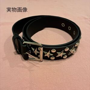 y2k ベルト 星 スタッズ ウエスタン アメカジ ギラギラ ギャル ブラック 黒 シルバー PUレザー 合皮 ストリート 男女兼用 韓国 新品