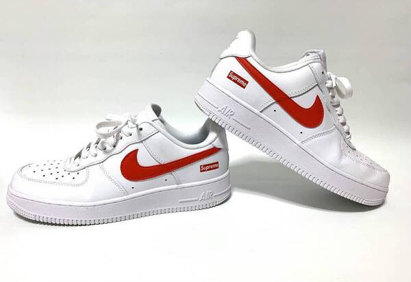 レア【美品】上海限定NIKE × Supreme ナイキ シュプリーム コラボ AIR FORCE 1 LOW エアフォース1 ロー CU9225-101 スニーカー26.5白×赤