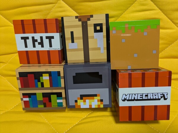 【6点セット/ブロックのみ】フリューくじ マインクラフト わくわくBOX ブロックデザインBOX TNT/作業台/草ブロック/本棚/かまど Minecraft