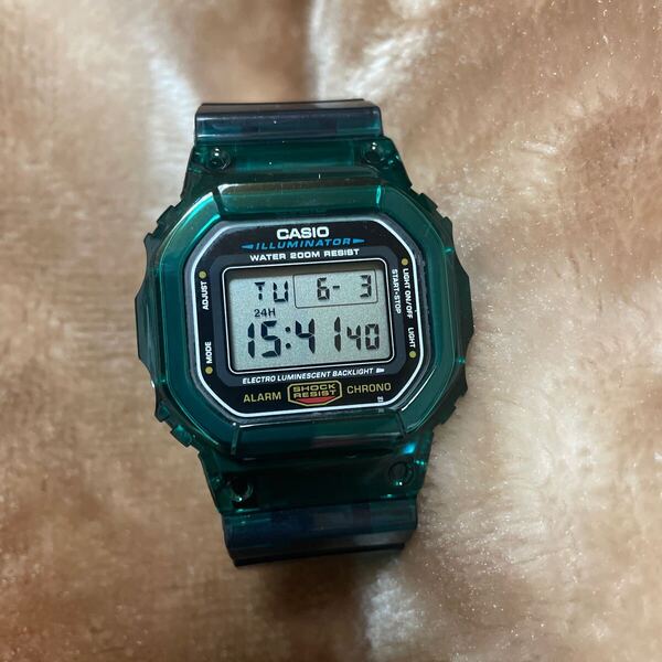 送料無料 DW-5600E ベルベゼ交換品 G-SHOCK CASIO グリーン スケルトン 透明 スピード クリア カスタム パーツ 緑