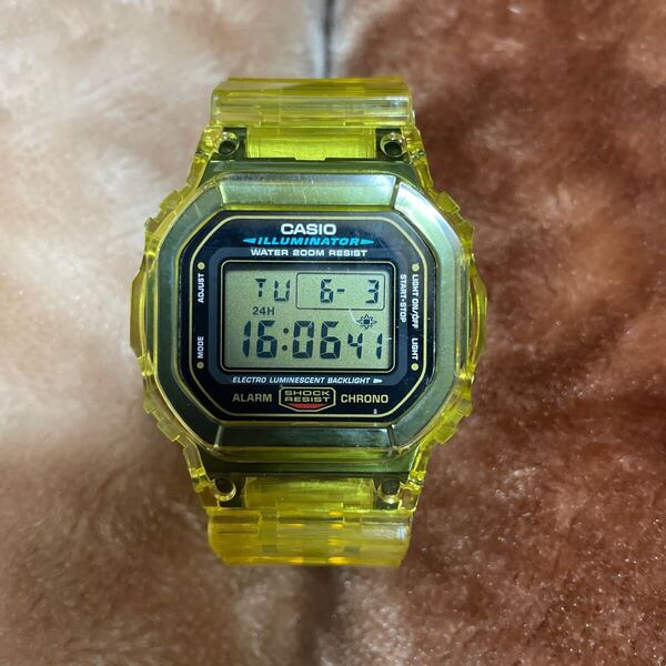 送料無料 DW-5600EG ベルベゼ交換品 G-SHOCK ゴールド液晶 イエロー スケルトン 透明 スピード クリア カスタム パーツ 黄 CASIO