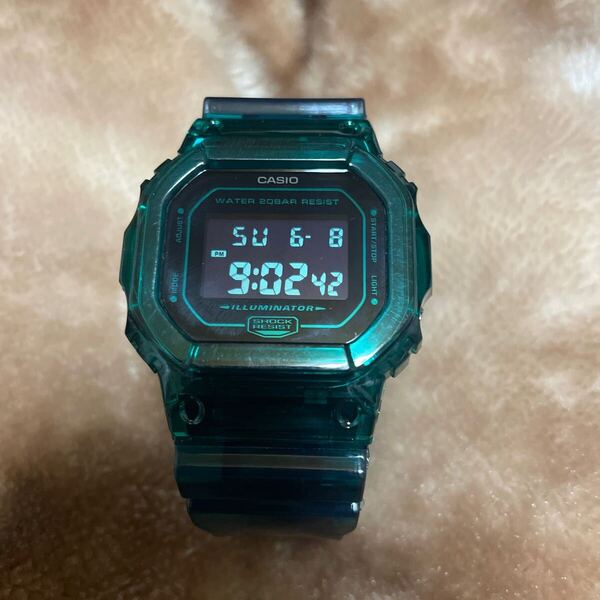 送料無料 DW-5600BBM ベルベゼ交換品 G-SHOCK CASIO グリーン スケルトン 反転液晶 透明 スピード クリア カスタム パーツ 緑