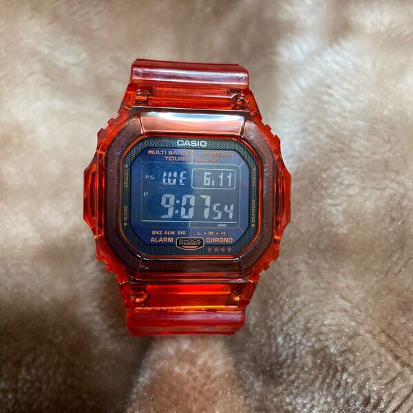 送料無料 GW-M5610KG 電波タフソーラー G-SHOCK マルチバンド6 ベルベゼ交換品 レッド スケルトン CASIO 赤 透明 スピード クリア