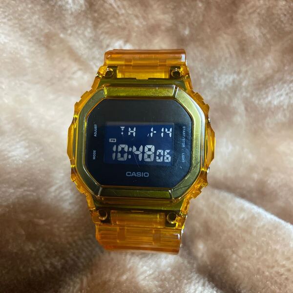 送料無料 DW-5600BB ベルベゼ交換品 G-SHOCK CASIO オレンジ スケルトン 透明 スピード クリア カスタム パーツ 橙 反転液晶