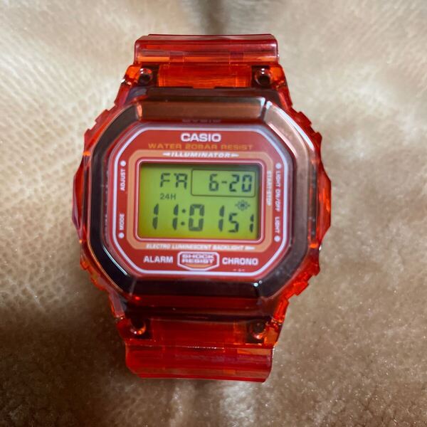 送料無料 DW-5600CS ベルベゼ交換品 G-SHOCK CASIO レッド スケルトン 透明 スピード クリア カスタム パーツ 赤