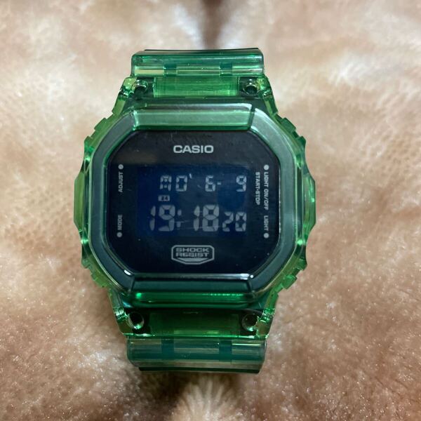 送料無料 DW-5600DC ベルベゼ交換品 G-SHOCK CASIO ライトグリーン スケルトン 透明 スピード クリア カスタム パーツ 緑 反転液晶
