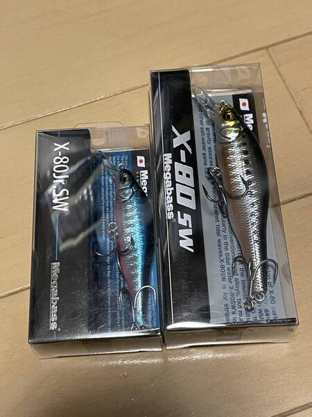 メガバス▲X-80Jr SW GGブルーピンク&X-80SW PM シースルーレモン▲シーバス ヒラメ チヌ セイゴに▲定価総額3685円