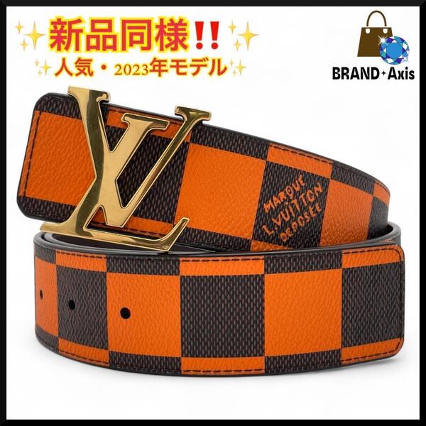 ★【新品同様】ルイヴィトン LOUIS VUITTON ダミエ ポップ サンチュール メンズ ベルト リバーシブル M8461★