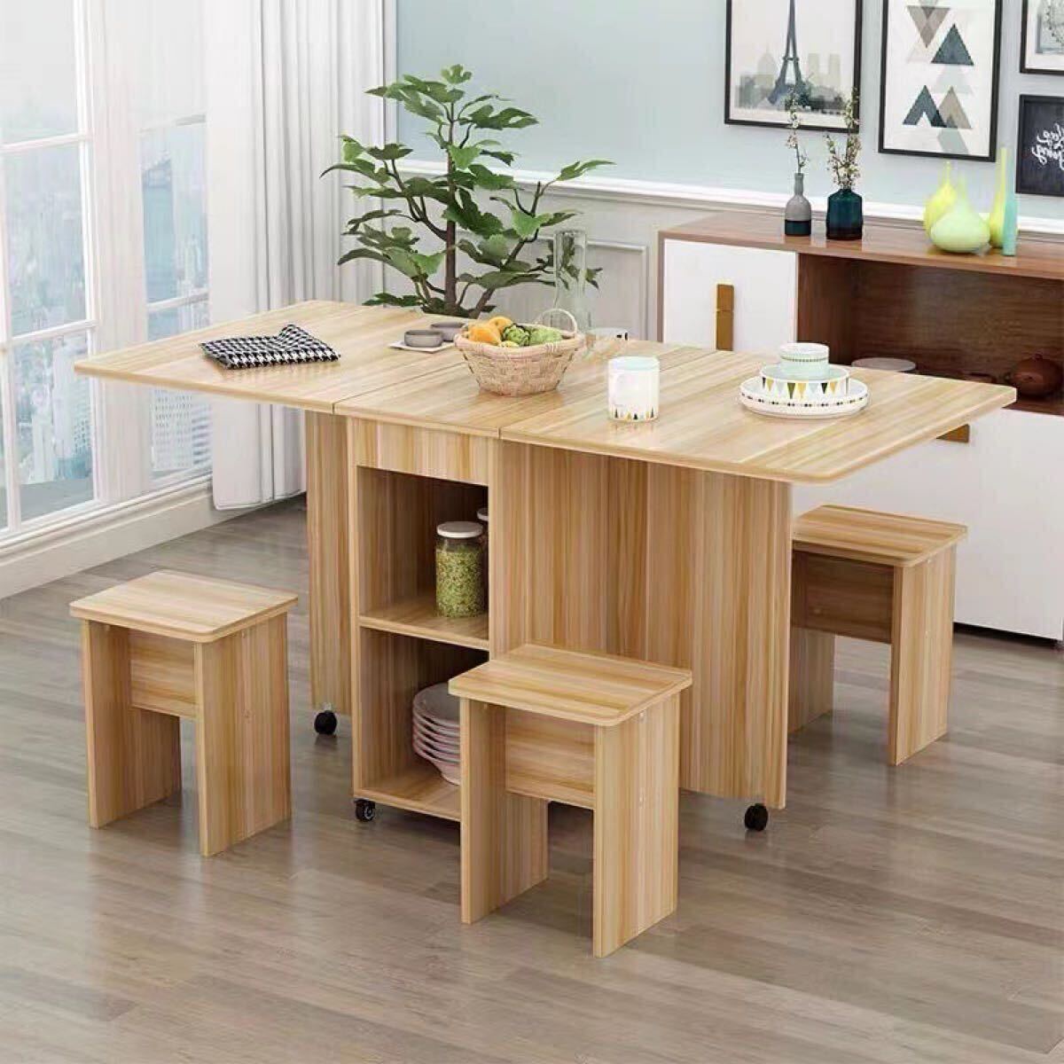  ダイニング テーブル チェア 5点セット 4人用 折り畳みダイニングテーブル 