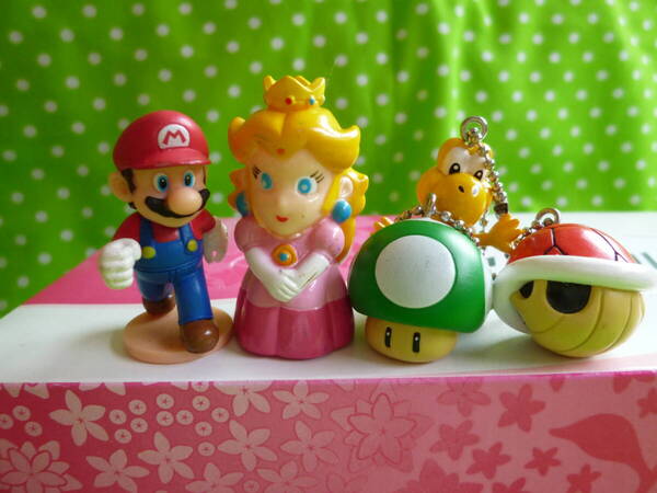 当時物 任天堂 ピーチ姫 指人形 ソフビ フィギュア マリオ ノコノコ 1UPキノコ スーパーマリオ ニンテンドー
