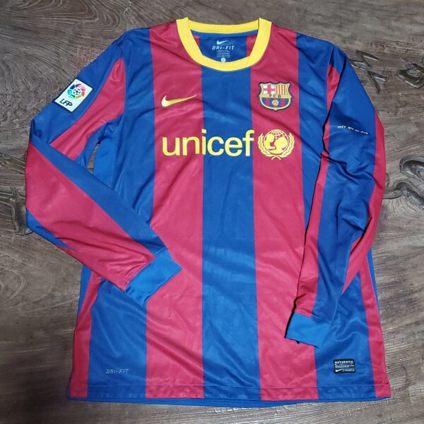 値下交渉 2010-11 LA LEGA & CL優勝 FCバルセロナ NIKE 長袖 検) 10 2011 CHAMPIONS LEAGUE BARCA BARCELONA L/S MESSI INIESTA メッシ Y2K