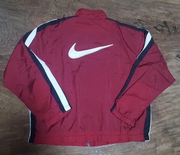 値下交渉 1990-2000年代 ナイキ ビッグスウッシュ ナイロンジャケット バーガンディ 銀タグ 検/NIKE BIG SWOOSH NYLON JACKET BURGUNDY Y2K