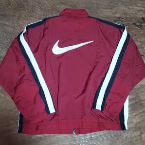 値下交渉 1990-2000年代 ナイキ ビッグスウッシュ ナイロンジャケット バーガンディ 銀タグ 検/NIKE BIG SWOOSH NYLON JACKET BURGUNDY Y2K