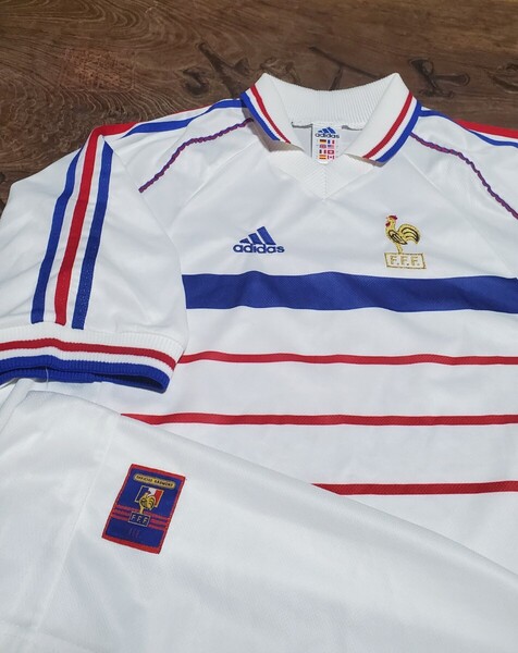 値下げ交渉 1998年 W杯優勝☆ フランス代表 NO STAR adidas AWAY MADE IN UK 検/ FIFA WORLD CUP FRANCE ZIDANE ワールドカップ ジダン Y2K