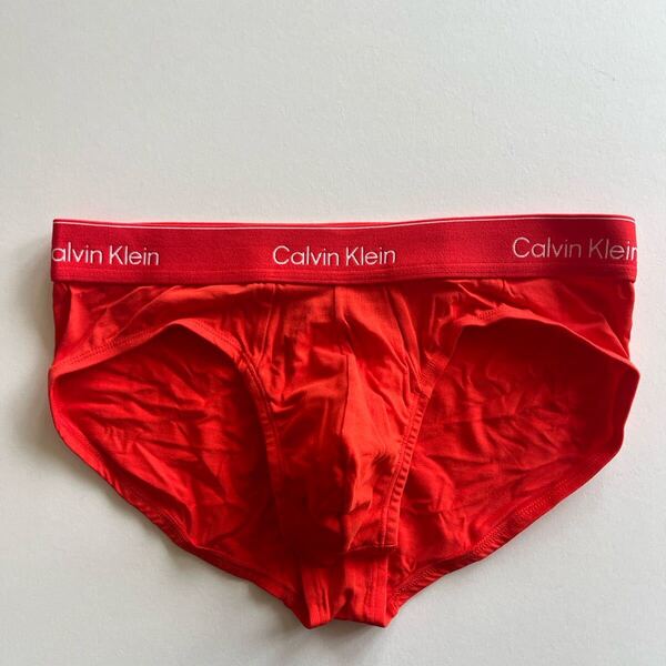 Calvin klein カルバンクライン メンズビキニ L(M) オレンジレッド ビキニブリーフ コットンストレッチ メンズブリーフ 男性ブリーフ