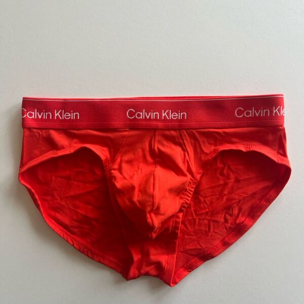 Calvin klein カルバンクライン メンズビキニ M(S) オレンジレッド ビキニブリーフ コットンストレッチ メンズブリーフ 男性インナー