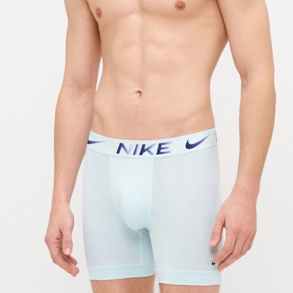 NIKE ナイキ ロングボクサー L(M) ライトブルー スポーツインナー ナイロンストレッチ ボクサーパンツ メンズパンツ 男性インナー
