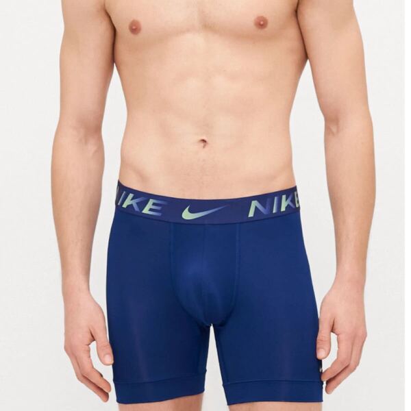 NIKE ナイキ ロングボクサー L(M) ネイビー スポーツインナー ナイロンストレッチ ボクサーパンツ メンズパンツ 男性インナー 下着