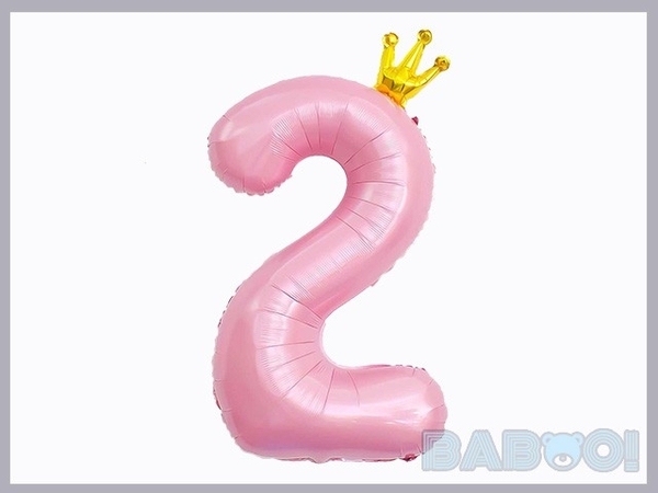 新品 バースデー 王冠 バルーン 風船 数字「2」 誕生日 ピンク 記念日 100cm 40インチ ウェディング、新年会、忘年会の会場、推し活