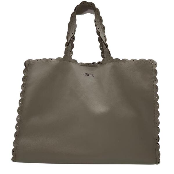 FURLA スカラップエッジ トートバッグ グレー