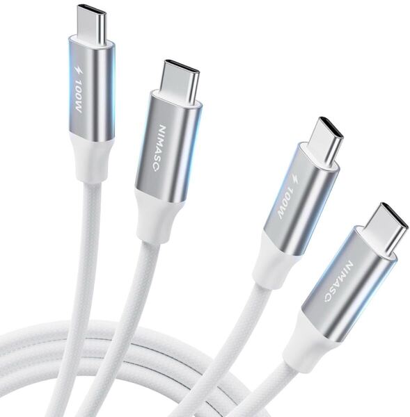 【2本セット】 NIMASO USB C Type C ケーブル BB1912 【PD対応 100W/5A 急速充電 1m+1m】タイプc ケーブルiPhone16/15シリーズ