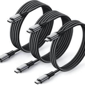 Rocoren 100W USB Type C 充電ケーブル BB1872【3本セット】2m+2m+1m 高耐久ナイロン素材 PD急速充電ケーブル iPhone 15 Pro