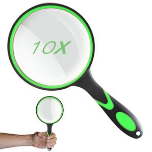 虫眼鏡 手持ちルーペ ビッグルーペ 拡大鏡 BB1898 レンズ径100mm 高倍率タイプ 10倍拡大 手持ち読書拡大鏡 趣味観察/新聞/読書/地図