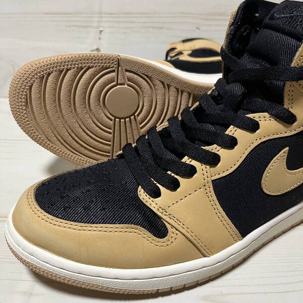 NIKE AIR JORDAN 1 RETRO HIGH OG ナイキ エア ジョーダン レトロ ハイ VACHETTA TAN 555088 202 ベージュ×黒 US8.5 / 26.5cm 美品