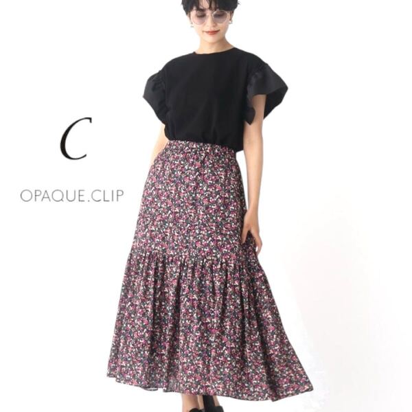 【C】オペークドットクリップ OPAQUE.CLIP モザイクフラワー スカート M