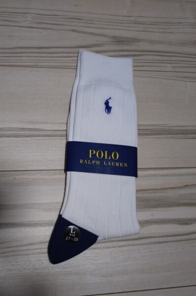送料込 RALPH LAUREN ポロ ラルフローレン 靴下 ソックス 27-29cm POLO メンズ 白 ネイビー