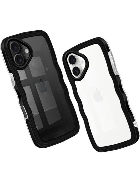 iPhone 16 用 ケース クリア おしゃれ 可愛い 透明 スマホケース 耐衝撃 軽量 ストラップホール付き ワイヤレス充電 アイフォーン16ケース
