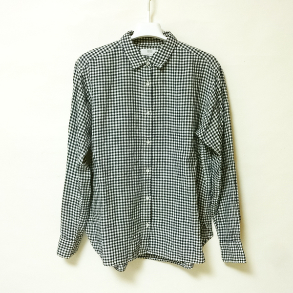 ユニクロ レディースL プレミアムリネンチェックシャツ 長袖 中古 送料込み