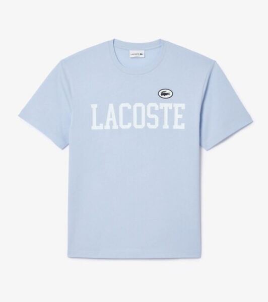 ラコステ オーガニックコットン カレッジプリント Tシャツ ライトブルー サイズ3(Mサイズ)新品