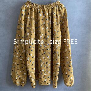 Simplicite 花柄ブラウス マスタード ベイクルーズ 春秋