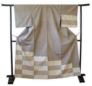 時代屋 裄66.3cm 単衣 着物通 生紬 附下げ 訪問着 正絹 仕立上り 154cm~160cm TT1095