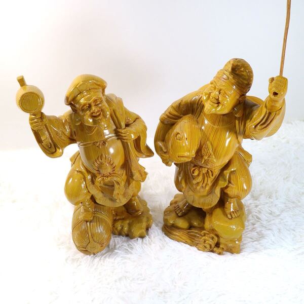 大黒天 恵比寿 二柱 二天像 仏像 置物 縁起物 七福神 風水 開運 金運 招財 骨董