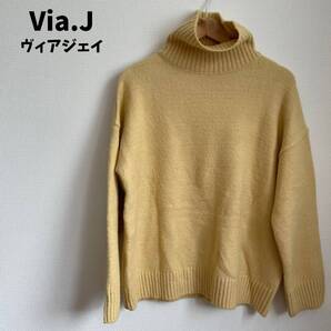 Via.J ヴィアジェイ ニット タートルネック イエロー ベージュ