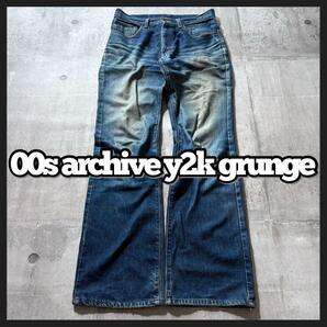 2000's flare denim pants fade y2k grunge