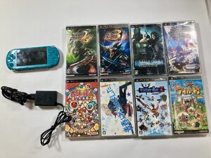 ★ SONY PlayStation プレイステーションポータブル PSP-3000 初音ミクモデル ソフト モンハン 太鼓の達人 他 通電確認のみ 現状品 1.1kg