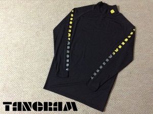 * прекрасный товар * язык грамм Golf стрейч Fit Logo mok шея рубашка с длинным рукавом чёрный черный L размер рукав принт TANGRAM GOLF TGS-MT24