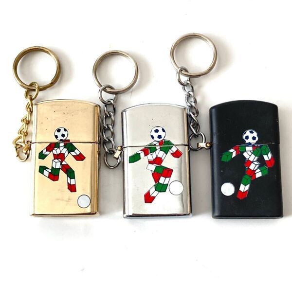 当時物!レトロ☆イタリア1990年サッカーワールドカップFIFA☆ミニオイルライター キーホルダーZIPPOタイプ ジッポー風ヴィンテージ2