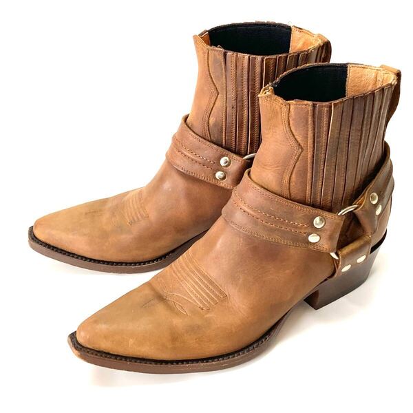NORTH BROOK BOOTS本革レザーリングブーツ25、5cm ウエスタンブーツ サイドゴア ショートブーツ 靴 ウェスタンブーツ メンズ