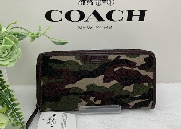 コーチ COACH 長財布 財布 メンズ プレゼント 贈り物 カモフラージュ 迷彩 シグネチャー ラウンドファスナー 新品 未使用 C150