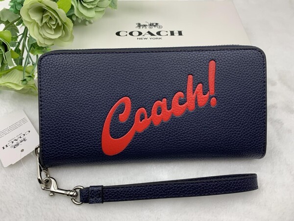 COACH 財布 コーチ 長財布 ぺブルレザー ロゴ ロング ジップ アラウンド ラウンドファスナー ファッション 新品 未使用 CU381 A359