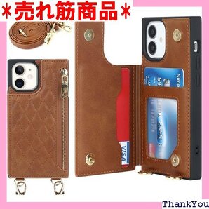 Hamany いphone12 ミニ ケース ショルダ め掛け 収納 ファスナー型 耐衝撃 レザー カバー-茶褐 117