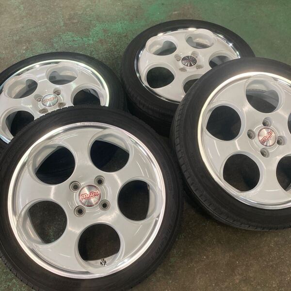 送料込●LEHRMEISTER PREMIX MARU 16インチ 5J オフセット45 ホワイト165/50R16 おまけタイヤ4本セット