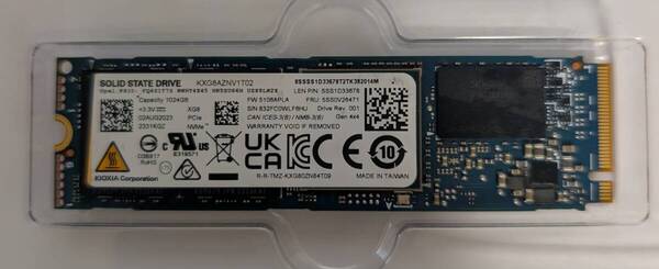 【569時間】送料無料!★KIOXIA KXG6AZNV1T02 1024GB 1TB★NVMe PCIe4.0×4★M.2 Type 2280★正常動作確認済み